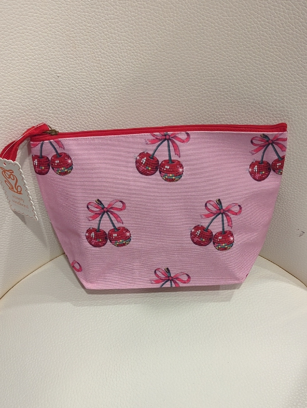Simply Southern Pink Cherry Zip Cosmetic Bag